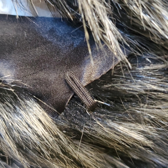 EXPRESS Vintage Faux Fur Collar Black/Grey Jacket/Coat/Sweater Attachable/Detach - Picture 3 of 7